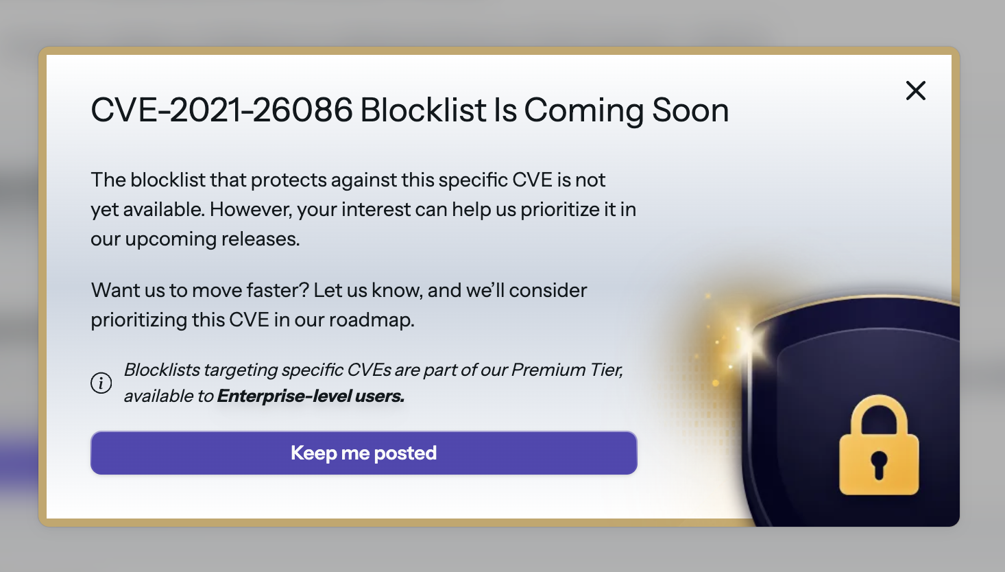 Screenshot — CVE Blocklist wishlist